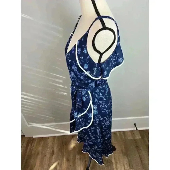 Anthropologie Greylin Wrap Midi Dress Ruffles Sleeveless Tie Blue Women's S - Picture 5 of 12